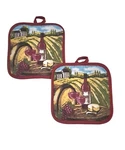 Nwot 2 Wine Country Design Pot Holders Quilted Back X 6.75" Kitchen Cooking. Fixed Price $10.00.