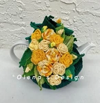 Crochet Tea Cozy Green Cover Cascade Yellow Toses Cosy Warmer High Time. Fixed Price $75.00.