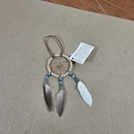 Authentic Navajo Dream Catcher Handcrafted Blue Beads Feathers 2" Diameter. Fixed Price $14.55.