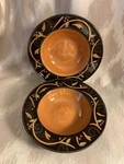 Demdaco 'chocolate Berries' Rimmed 9" Set Of (2) Soup Bowls In Orange 2003. Fixed Price $18.00.