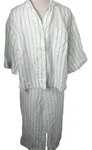 Banana Republic 100% Linen 2 Piece Cropped Pajama Set Women Size Green Stripe. Fixed Price $39.49.