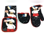 Home Collection Kitchen Chef Buon Appetito! Red Oven Mitt Hot Pad Towel 5PC Set. Fixed Price $19.27.