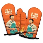 2 Pcs Its All Under Control Funny Oven Mitts Silicone Nonslip Retro Cooking. Fixed Price $31.79.