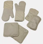 Gourmet Classics, 6-PC, Silicone, Oven Mitts Pot Holders, Grabbers, Beige. Fixed Price $26.99.