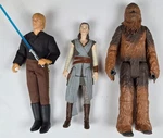 Star Wars 1997 Luke Skywalker 12", 2017 Rey 11", And 2015 Chewbacca 12".. Fixed Price $22.00.