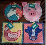 Nwt Set Of 4 Pioneer Woman Quilted Farm Animal Trivets Cow Chicken Horse Pig. Fixed Price $28.80.