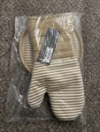 Martha Stewart Baking, Cotton Pot Holder & Oven Mitt Set, Brown/white, Striped. Fixed Price $19.95.