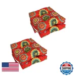Blazing Needles Spun Polyester Patterned Outdoor Square Tufted Chair Cushions. Fixed Price $122.58.