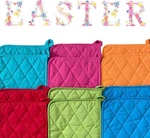 12 Pack (dozen) Pot Holders, Cotton, Pink, Black, Blue, Green, Orange, Red. Fixed Price $28.41.