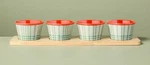 Hearth & Hand Summer Plaid 4 Melamine Mini Bowl Bamboo Wood Tray Serving Set. Fixed Price $17.50.