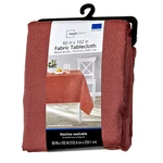 Mainstays 60X102IN Fabric Tablecloth Machine Wash Dusty Cedar Red. Fixed Price $23.99.