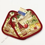 Set Of 2 Fabric Printed Kitchen Potholders Vineyard Red Wine Bread Cheese. Fixed Price $9.99.