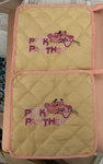 Pink Panther Pot Holders, Oven Mits And Apron. Fixed Price $14.95.