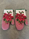 Poinsettia Christmas Oven Mitts Of 2 Holiday Time Walmart Red Green Gold. Fixed Price $7.00.