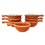Set 6 Casa Roca French Onion Soup Bowls Handles Brown Crocks Oven Safe. Fixed Price $67.99.