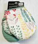 Kitch Mini Oven Mitts (2) Silicone Easy Grip Leaves Blue Red Yellow Cotton Nwt. Fixed Price $13.99.