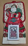 Vtg Barth & Dreyfuss Santa Holiday Kitchen Towel, Pot Holder, Ornament Set-nos. Fixed Price $9.99.
