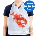 Royal Disposable Adult Size Poly Lobster Bibs With Tie, Lightweight High Quality. Fixed Price $7.95.