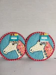 New Pioneer Woman Lot Of 2 Horse Trivet Pot Holder Polka Dots Floral 10" Nwt. Fixed Price $17.50.