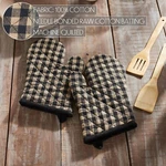 Farmhouse Kitchen 2 Primitive Black Check Oven Mitt Pot Holder Glove. Fixed Price $16.99.