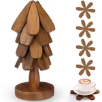 Wooden Christmas Tree Coaster Trivets Set For Black Walnut Color. Fixed Price $30.29.