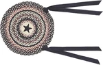 Colonial Star Round Seat Cushion Chair Pad, Tan Black Red, Jute Blend With Ties. Fixed Price $20.47.