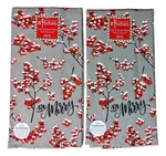 Set Of 2 Winter Berry Merry Christmas Terry Kitchen Towels By Kay Dee Designs. Fixed Price $18.95.