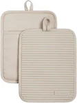 Kitchenaid Ribbed Soft Silicone Pot Holder 2-PACK Set, Milkshake Tan, 7"X9". Fixed Price $17.01.