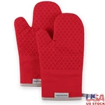 Heat Resistant Cotton Oven Mitts Set Of Two W/ Silicone Grips 302F Safe New. Fixed Price $18.65.