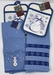 Holiday Snowman 4 Pc Kitchen Set - Towel, Oven Mitt & Potholders Nwt. Fixed Price $12.71.