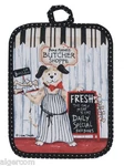 Kay Dee Dog Theme Butcher Shop Puppy 7"X9" Cotton Potholder Gift Set Of 2 New. Fixed Price $12.99.