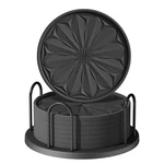 Lazebox Coasters Set Of 8 For Drinks With Holder, 4" Large Silicone Black. Fixed Price $11.94.