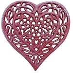 Rustic Red Whitewashed Cast Iron Heart Shaped Trivet 7" - Decorative. Fixed Price $27.12.