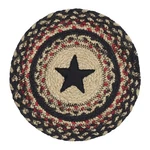 Colonial Star Jute Trivet 8" Round Brick Red Country Black Natural Vhc. Fixed Price $8.05.