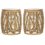 Home Square 18" Round Rattan Accent End Table In Natural - Set Of 2. Fixed Price $345.45.