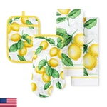 Martha Stewart Lots Of Lemons Modern Kitchen Towel, Oven Mitt & Potholder Set, 4. Fixed Price $45.53.
