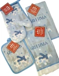 Set Of 4 Seasons Greetings 2 Dish Towel 1OVEN Mitt Pot Holder By Mainstream. Fixed Price $16.18.
