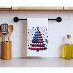 4TH Of July American Flag Tree With Starbursts Kitchen Hand Towel Dish/tea. Fixed Price $11.50.