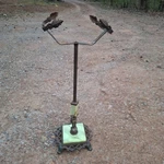 Antique Uranium Fish Bowl Tank Holder Stand Cast Iron Glass Art Deco Base. Fixed Price $749.00.