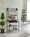 Kings Brand Furniture - Black Marble Bakers Rack With Wine Kitchen Storage. Fixed Price $125.99.