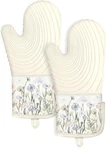 Slohif Long Silicone Oven Mitts Heat Resistant For Women - 2 Pcs White Blue. Fixed Price $23.36.