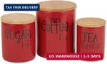 Dii Kitchen Accessories Retro Collection, Ceramics, Canister Set, Red, 3 Piece. Fixed Price $51.96.