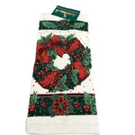 Vtg Barth &dreyfuss Christmas Wreath Holly Berry Poinsettia Cottage Core Towel. Fixed Price $14.99.