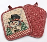 Vintage Christmas Snowman Pot Holder Set Let It Quilted Red Decor Preowned. Fixed Price $7.99.