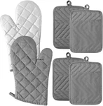 6PCS Cotton Oven Mitts And Pot Holders Set Durable Hot Pads Machine Washable Bbq. Fixed Price $19.01.
