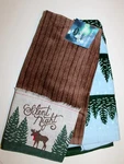Moose Kitchen Towel Set Silent Night & W/tree St Nicholas Woodland Retreat. Fixed Price $9.99.