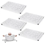 Sumnacon 4 Pack Cast Iron Trivet, 9.6X6.3 Inch Metal Trivets With Rubber Feet.... Fixed Price $80.41.