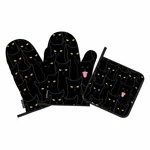 Black Cats Oven Mitts And Pot Holders Sets Cool Animal Sharp Eyes H.... Fixed Price $17.56.