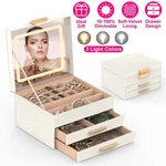 Jewelry Box W/ Led Mirror 3-LAYER Organizer 2 Drawers Pu Holder. Fixed Price $31.93.