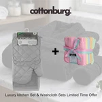 5PC Heat Resistant Kitchen Set + 10PC Wash Cloths Solid Color. Fixed Price $11.99.